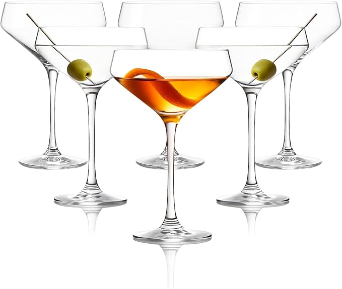 LEMONSODA Classic Martini Glasses, Ribbed Glassware | Hand Blown Cocktail by LEMONSODA