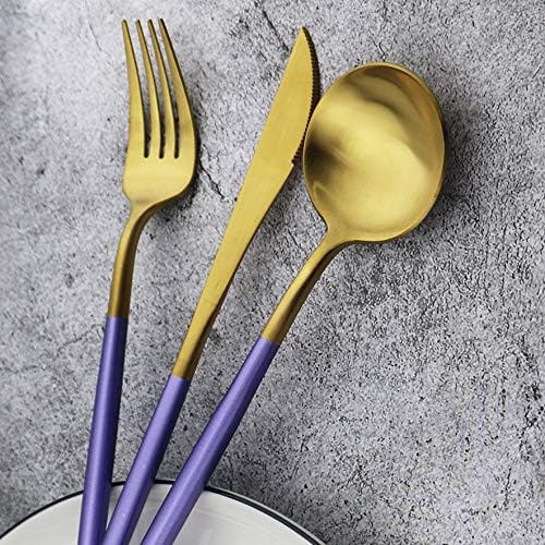 5-Piece Matte Gold Silverware Set, 18/10 Stainless Steel Satin Finish Flatware - Image 2
