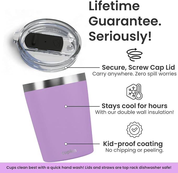 CUPKIN Stackable Stainless Steel Kids Cup Smoothie Tumbler, Powder Coated - Image 2