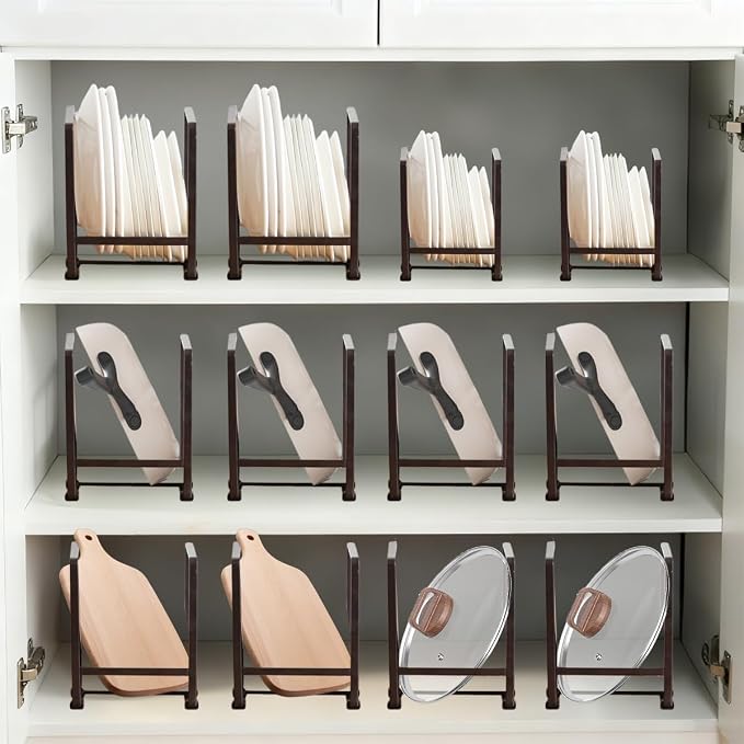 Plate Holder Organizer Metal Upright Dish Drying Racks | 3 Pcs 2 Sizes Black - Image 7
