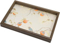 Embroidered Decorative Tray 11.8 inch, Boho Catchall Tray, Persimmon | Wooden by Unknown