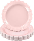 NatNarr 30 Pk Pink Paper Plates 9" Disposable Scalloped Pink Birthday Plate | by NatNarr