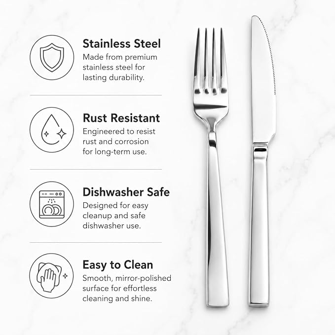 SANTUO 20-Piece Stainless Steel Dinner Knife and Fork Set - Image 3