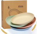 PUPOPIK Unbreakable Wheat Straw Plates, 9 inch, Reusable Set of 4, Dishwasher by PUPOPIK