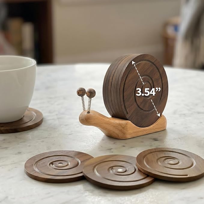 Snail Wooden Coaster Set - Image 3