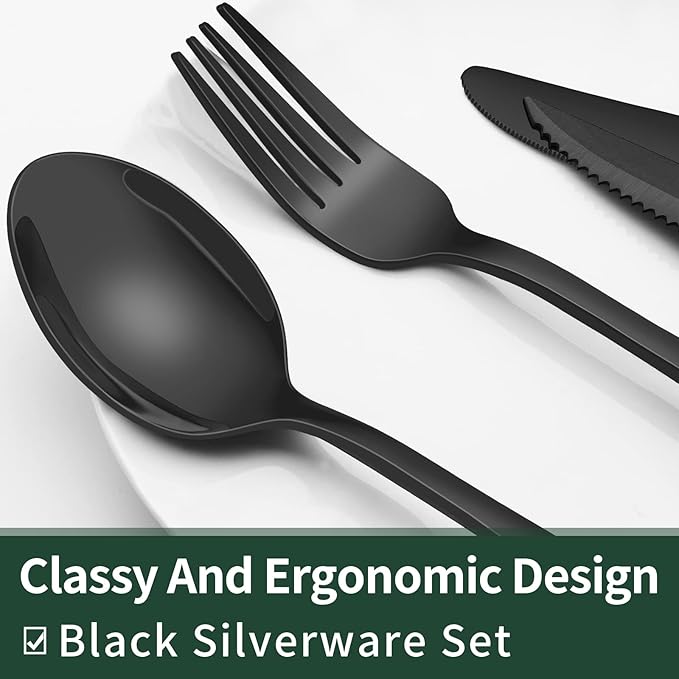 EWFEN 24-Piece Black Silverware Set - Image 3