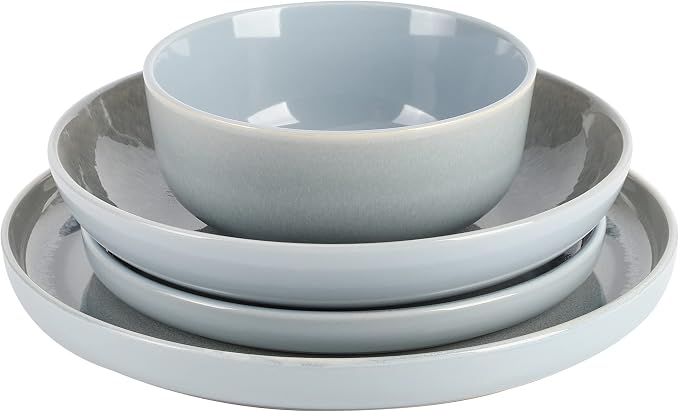 Gibson Elite Juno Moon 16-Piece Reactive Blue Double Bowl Dinnerware Set – - Image 6