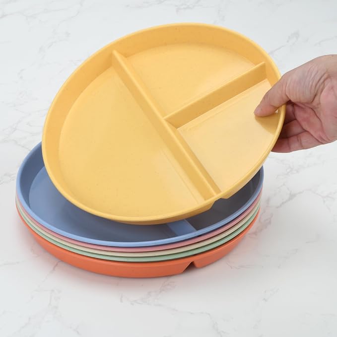 9-Inch Unbreakable Wheat Straw Divided Plates, Microwave & Dishwasher Safe | - Image 6
