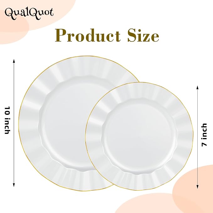 72PCS Pearl White Plastic Plates, Wavy Plates - Image 2