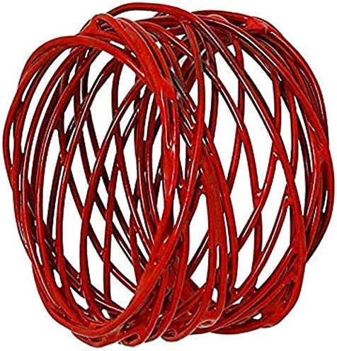 ITOS365 Handmade Round Red Mesh Napkin Rings Set of 12 Holder - Image 4