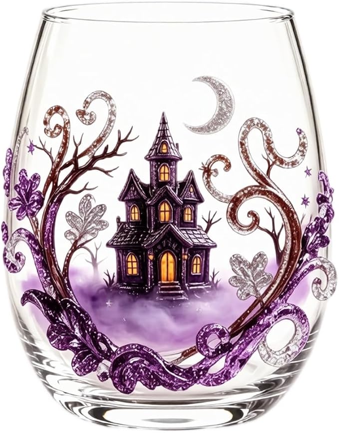 Halloween Printed Glass Cup, Ghost Pumpkin Themed Handleless Drinking Tumbler by Unknown