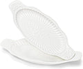 2 Pack Porcelain Oval Serving Platters, 14 Inch Large Embossed White Serving by Suwimut