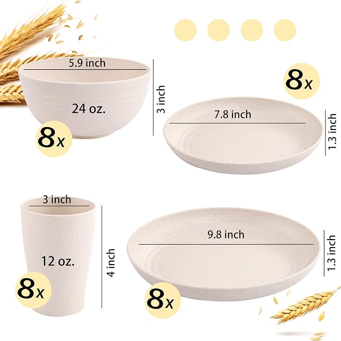 Wheat Straw Dinnerware Sets, Dish Sets - Image 8