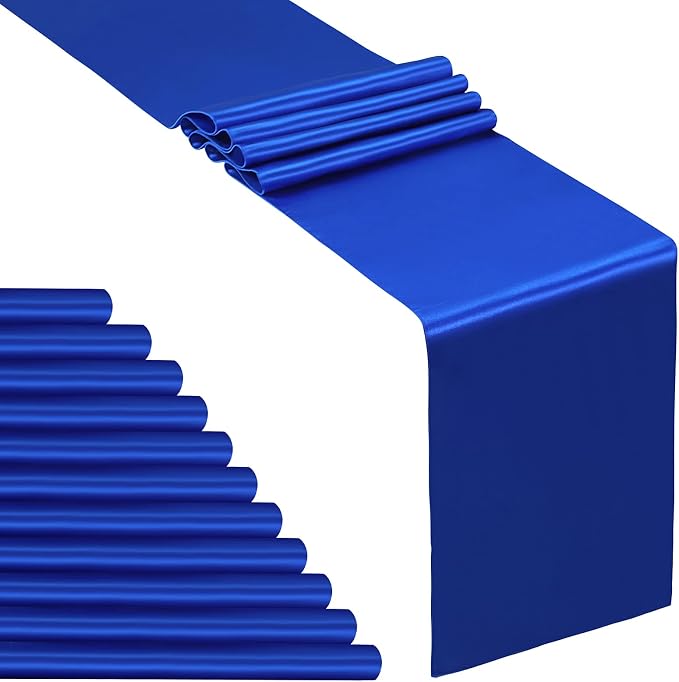SiinvdaBZX 12 Pcs Royal Blue Satin Table Runner 12 x 108 inches Long | Bright by SiinvdaBZX