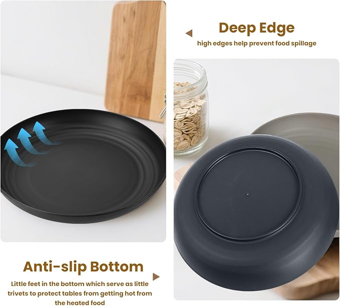 Wheat Straw Plates 9 Inch, Unbreakable Plastic Plates Reusable, Dinner Plates - Image 7
