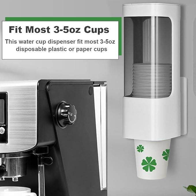 Cup Dispenser, Wall Mount Water Cooler Cups Holder Fit 3-5oz Cup | Fit Paper & - Image 2