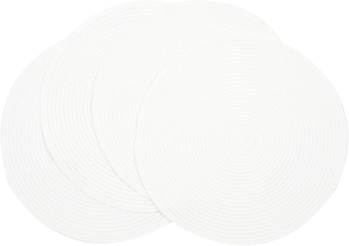 SHACOS Round Braided Placemats Set of 4 Washable Round Table Mats by SHACOS