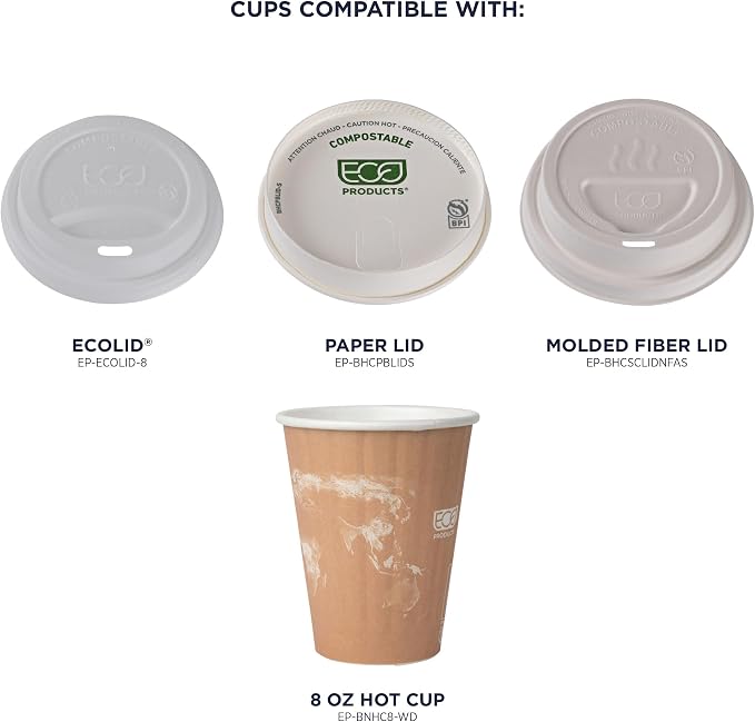 ECO PRODUCTS Compostable Disposable Insulated World Art 8oz Coffee Cups - Image 6