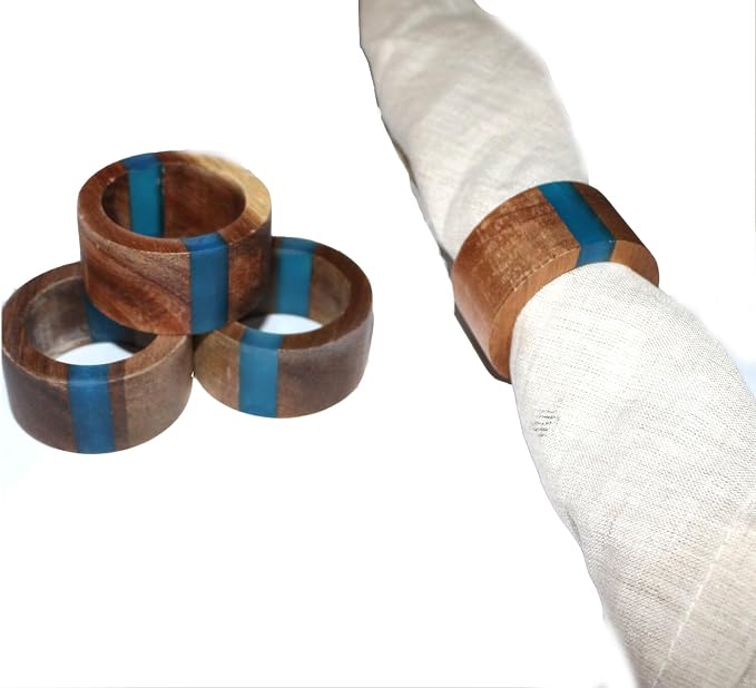 Wooden Napkin Rings Set of 8 for Dinning Table Decor - Image 5