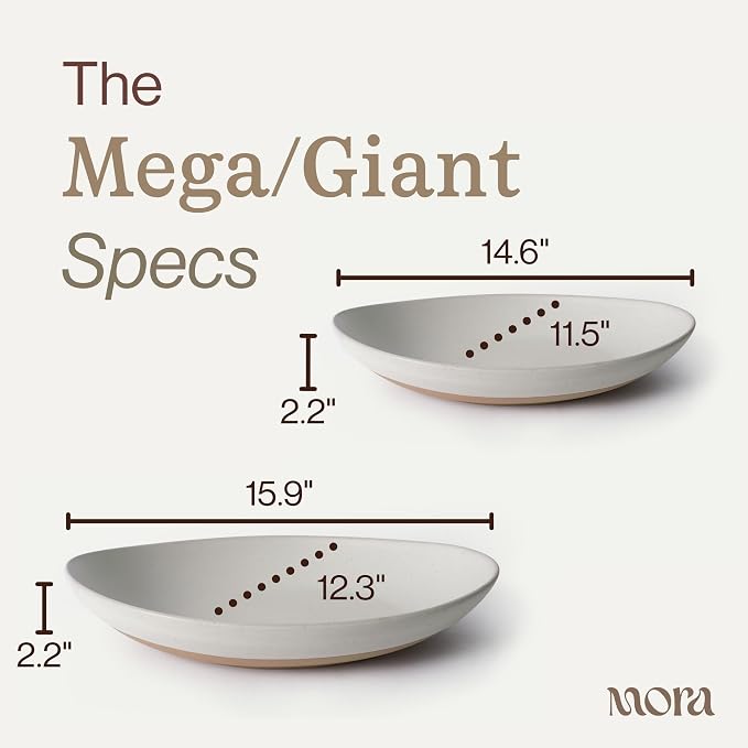 MORA Mega and Giant Serving Dishes Set of 2, 16 inch and 14 inch Ceramic - Image 2