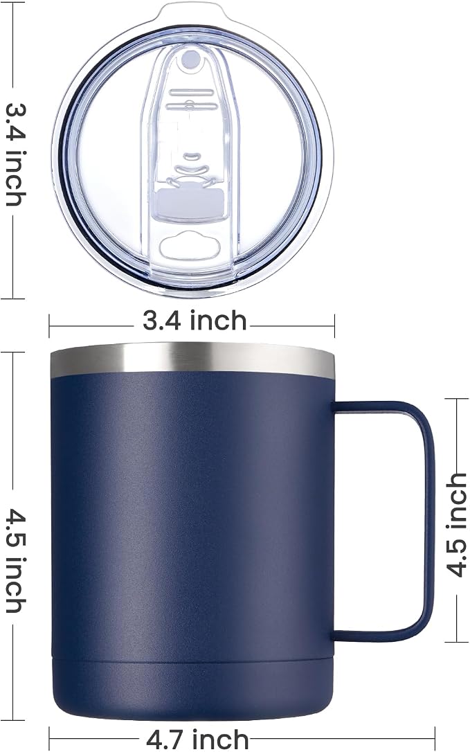 MEWAY 12oz Coffee Mug With Handle 2 Pack Bulk, Stainless Steel Insulated Travel - Image 4