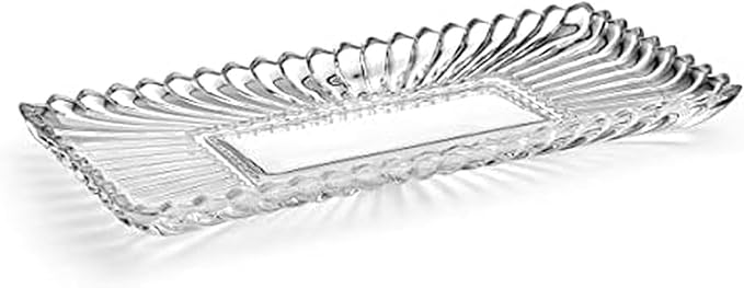 Mikasa Estate Crystal Glass Rectangular Serving Decorative Tray, 14.75 Inch by Mikasa