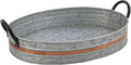 Galvanized Metal Serving Trays Iron Black Handles, Farmhouse Tray by Deconoor
