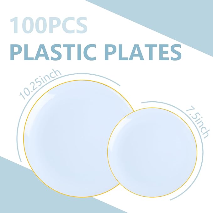 PULOTE 100PCS Blue Plastic Plates - Image 2