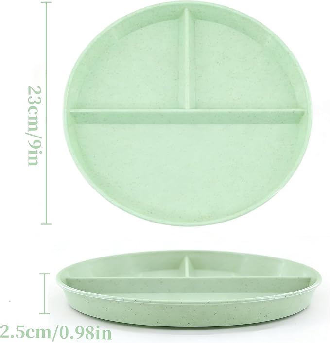 9-Inch Large Multicolor Wheat Straw Divided Plates – 6Pack Unbreakable - Image 3