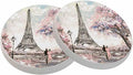 Eiffel Tower Coasters for Drinks Paris Pink Tree Couple Love Oil Painting by oFloral