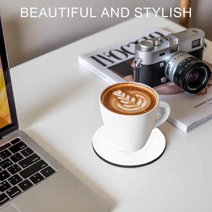 White Coasters Set of 4, Modern Minimalist Pure Soild Color Soft Absorbent - Image 7