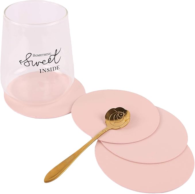 Round Table Placemats and Coasters, Vinyl Faux Leahter Coffee Mats Kitchen Mats - Image 4