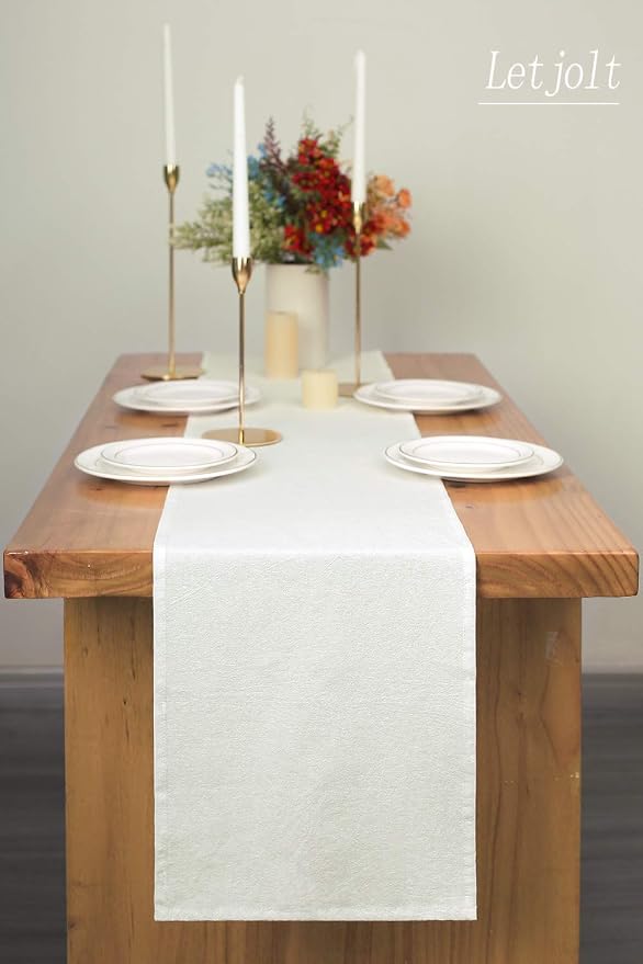 Letjolt White Table Runner 108 Inches | Rustic - Image 2