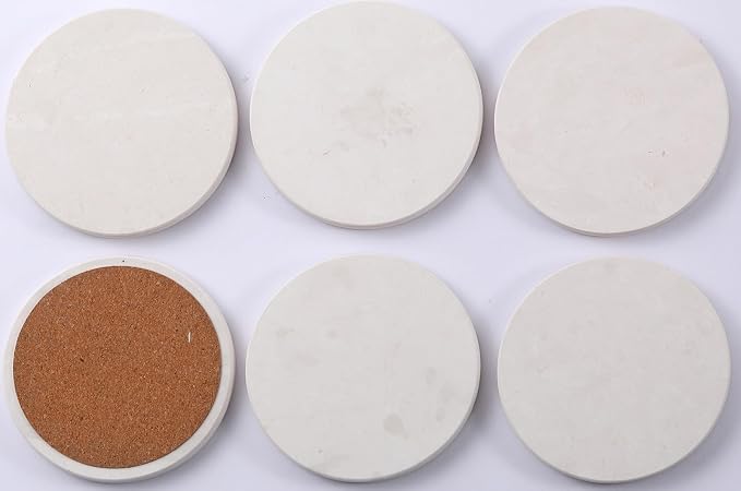 Limestone Water Absorbing Marble Coaster Set - Image 6