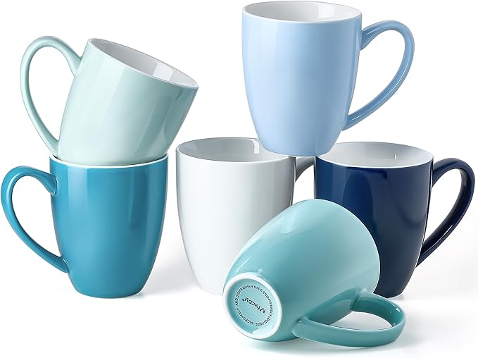 Porcelain Coffee Mugs Set of 6, 13 Ounce Coffee Cups by Mfacoyisalifestylebrand