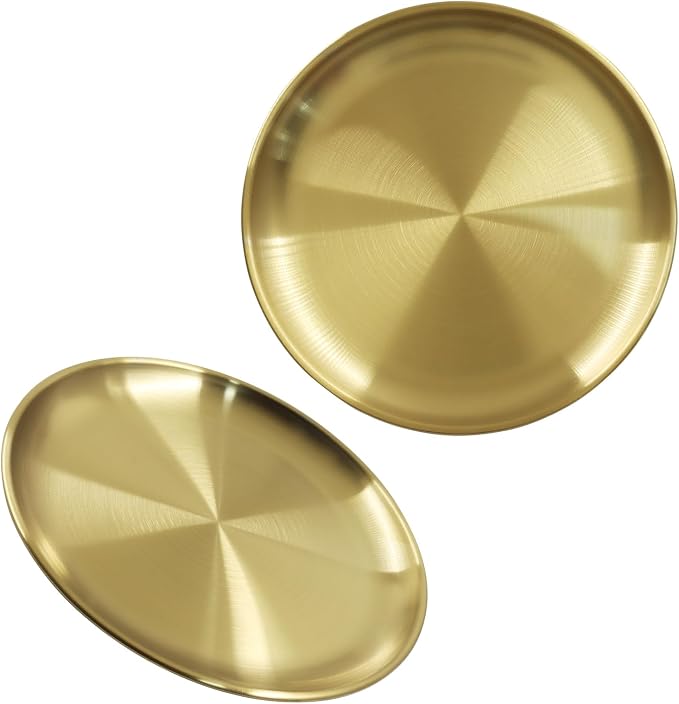 Piutouyar 2 Pcs 20 cm / 7.87 Inch Round Serving Tray, Decorative Tray Circular - Image 5