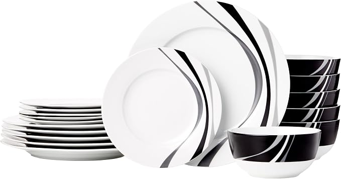 Amazon Basics 18-Piece Complete Kitchen Dinnerware Set, Microwave and by AmazonBasics