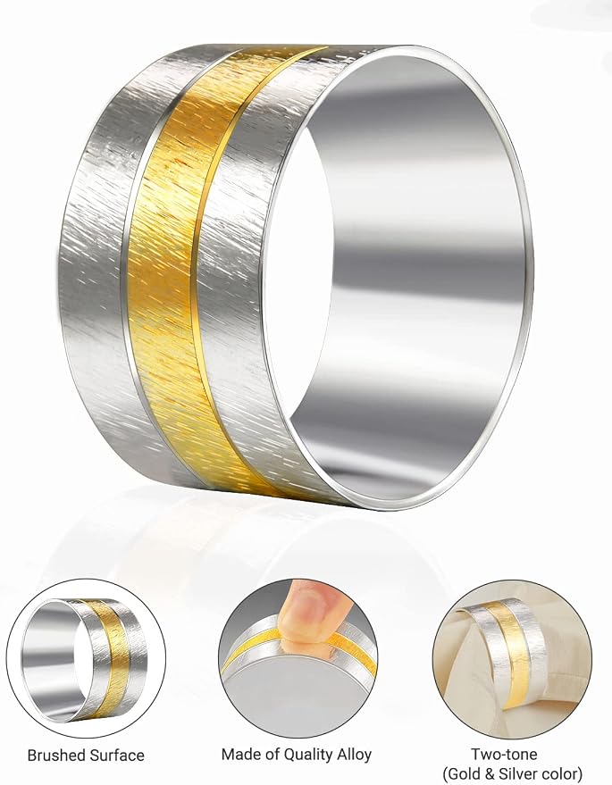 6 Pack Two Tone Textured Napkin Rings Holders Décor Dinner Party Wedding - Image 5