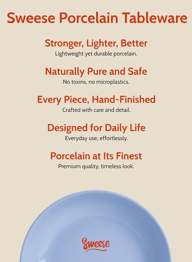 Sweese Pasta Bowls, 30 Ounce Salad Serving Bowls Set of 6, 8.4 Inch Porcelain - Image 7