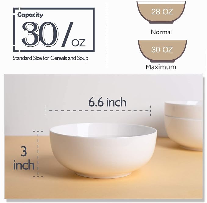 DELLING 30 Oz Porcelain Soup Bowls Set of 6 - Image 2