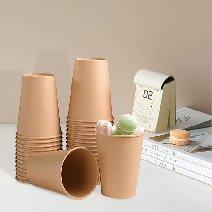 BYSNOW 1000 Pack 12 oz Kraft Paper Cups, Disposable Coffee Hot Water Cups | - Image 5