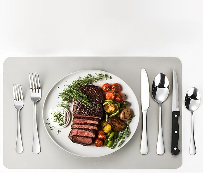 60-Piece Silverware Set with Steak Knives Stainless Steel Flatware Set - Image 7