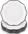 NatNarr 30 Pcs Black and White Paper Plates, 9 Inch White Plates by NatNarr