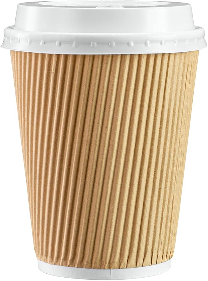 GUSTO [12 oz. - 500 Count Insulated Kraft Ripple Paper Hot Cups, Disposable - Image 2