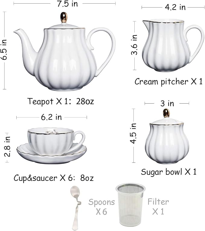 Porcelain Tea Sets British Royal Series, 8 OZ Cups& Saucer Service - Image 3