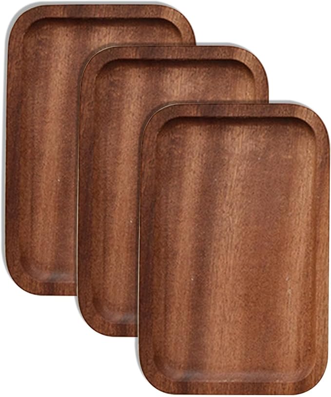 6 Pack Solid Wood Serving Platters and Trays of Natural Wood - Image 5