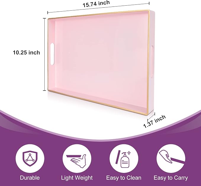 Gifturbo Pink Serving Trays, Decorative Serving Tray - Image 2