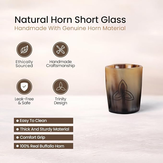 Handicrafts Home Viking Horn Shot Glasses Set of 4, Handmade Natural Ox Horn - Image 3