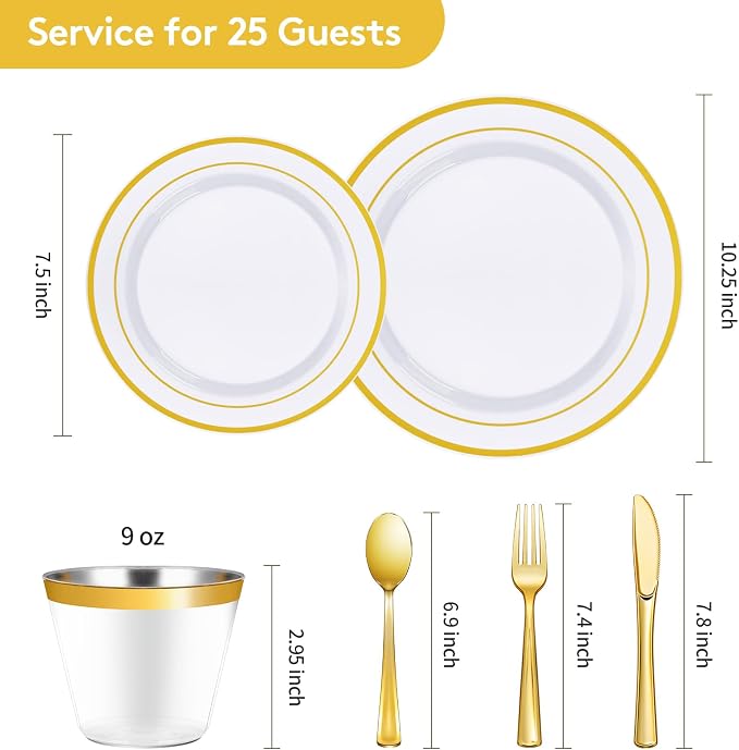 150 Pieces Gold Disposable Plates - Image 3