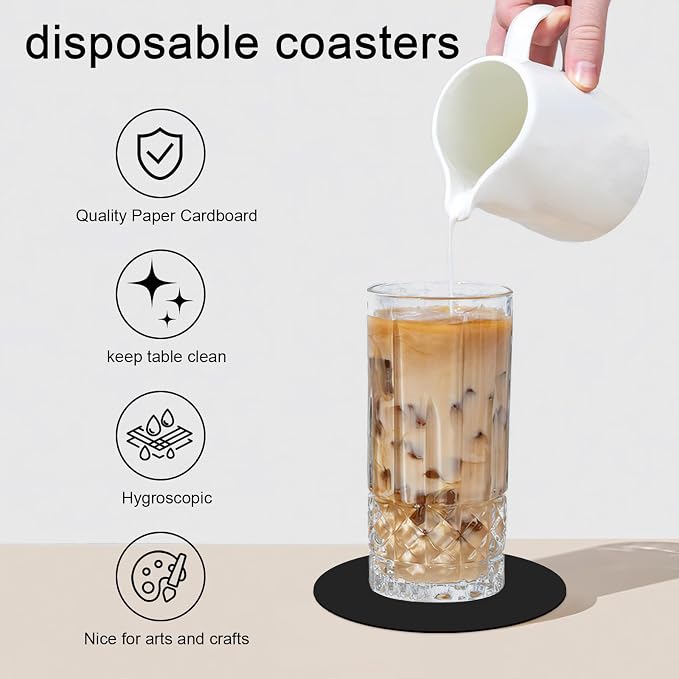 Disposable Paper Bar Coasters 400 Pcs Black 4 Inch Coasters - Image 6